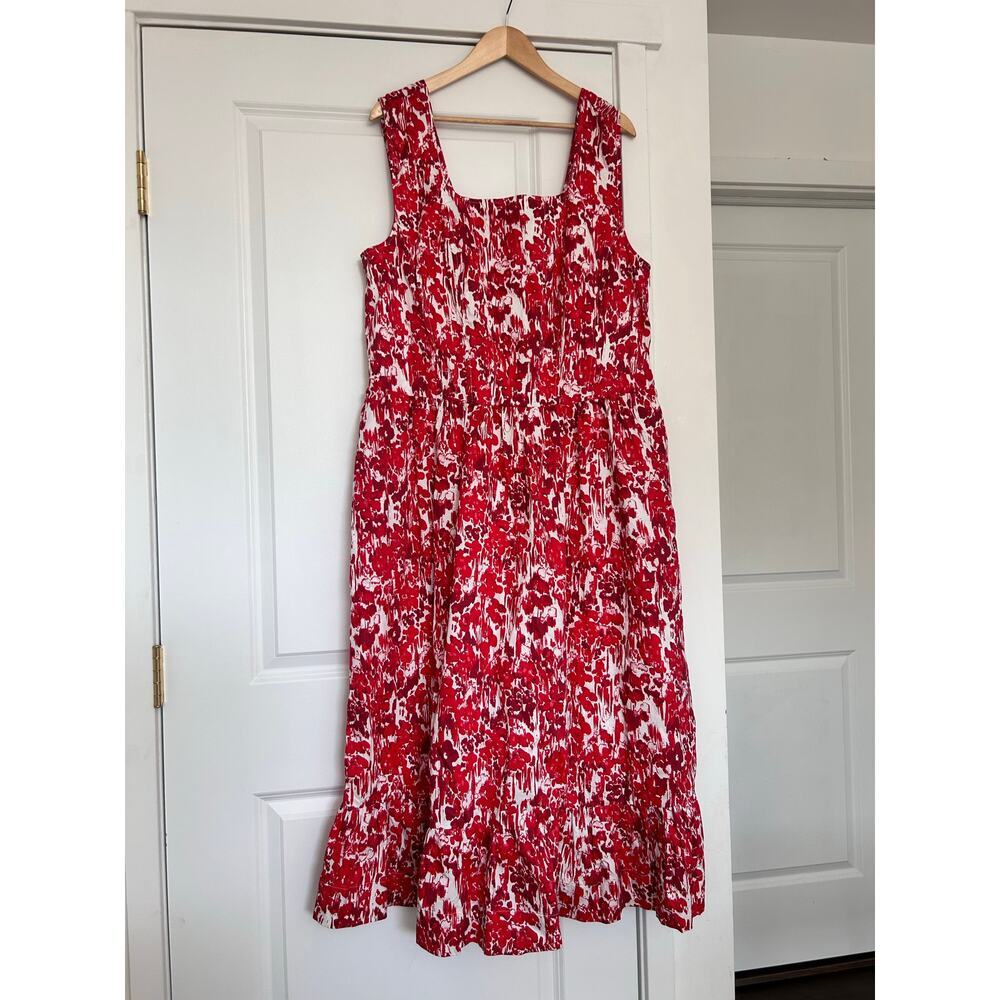 NWT Aureta Square Neck Corset A-Le Dress Midi Women’s 2X‎ Red Bloomcore Romantic - Picture 4 of 13